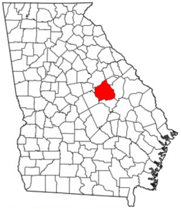 Map of Georgia showing counties, with Washington County highlighted in red.